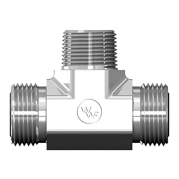 World Wide Fittings Male Flat Face O-Ring to Male Flat Face O-Ring to Male Pipe Branch Tee 4605X06X06X06 - main